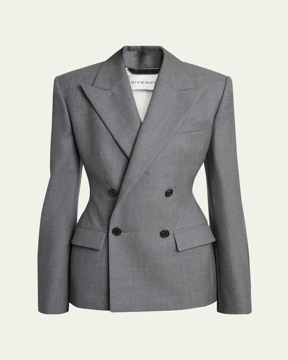Double Breasted Slim Fit Wool Blazer